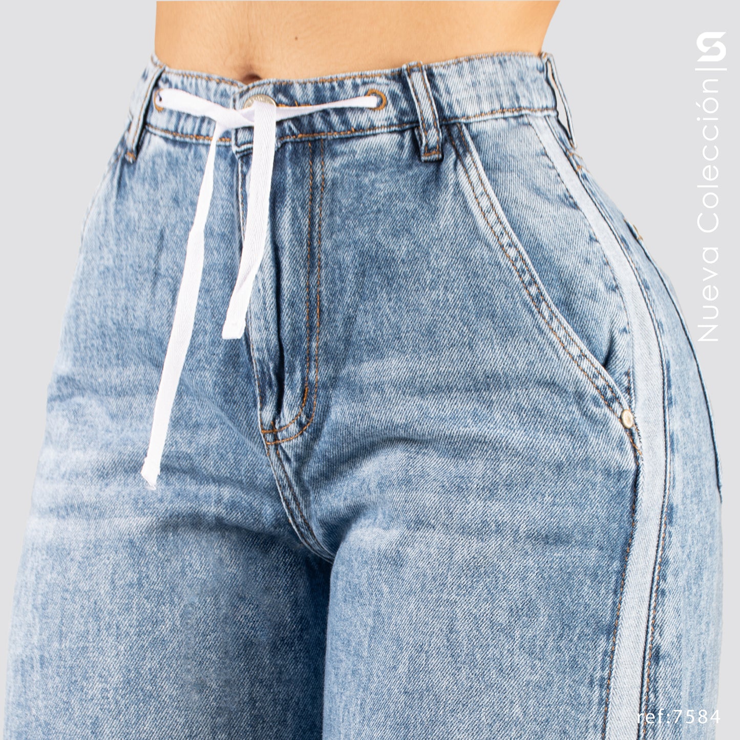 Jeans Mom Flare Rigido Tiro Alto S7584