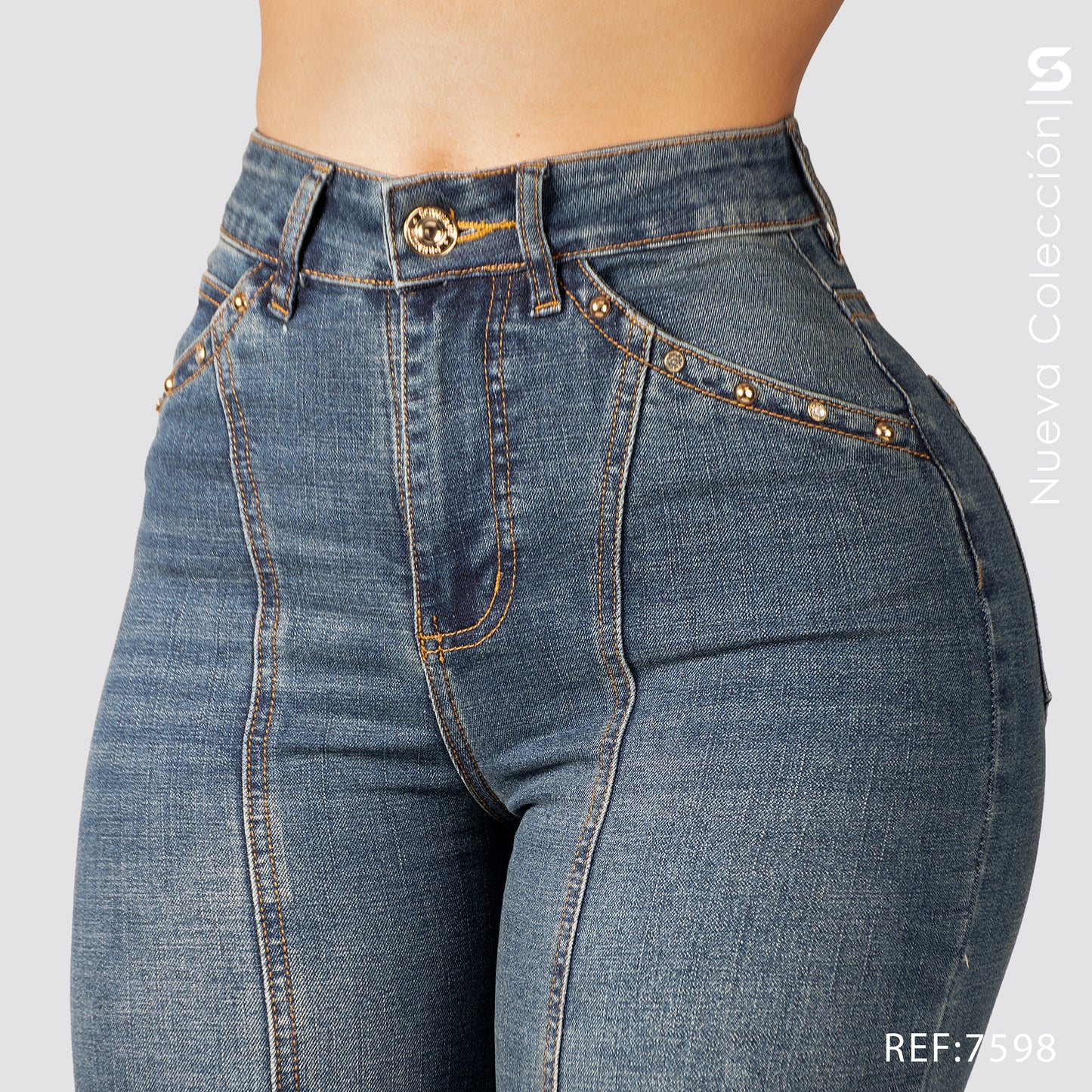 Jeans Mom Flare Tiro Alto S7598