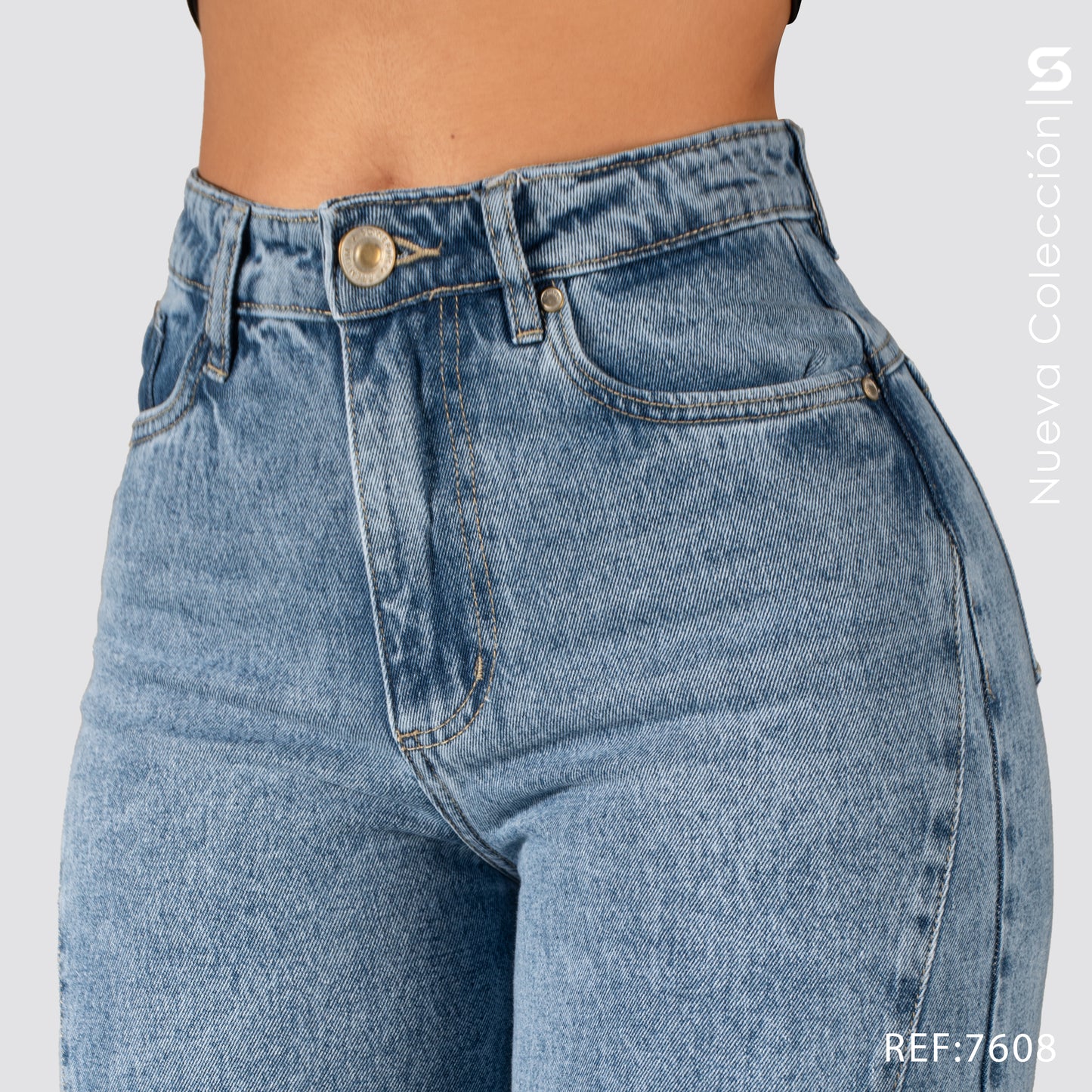 Jeans Wide Leg Tiro Alto 7608