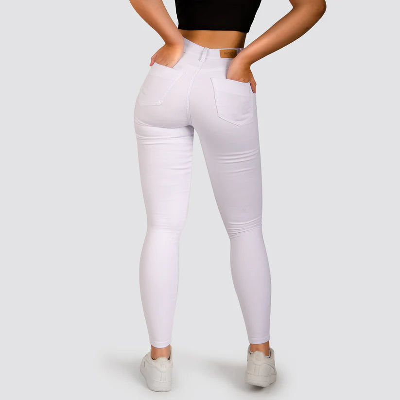 Jeans Skinny Tiro Alto Basic Blanco