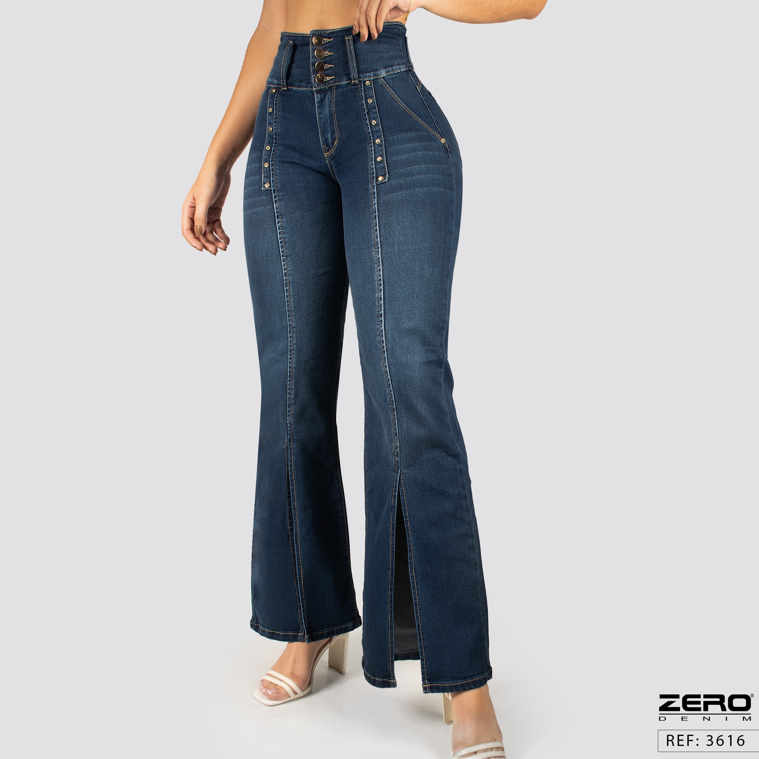 Jeans Mom Flare Tiro Alto 3616