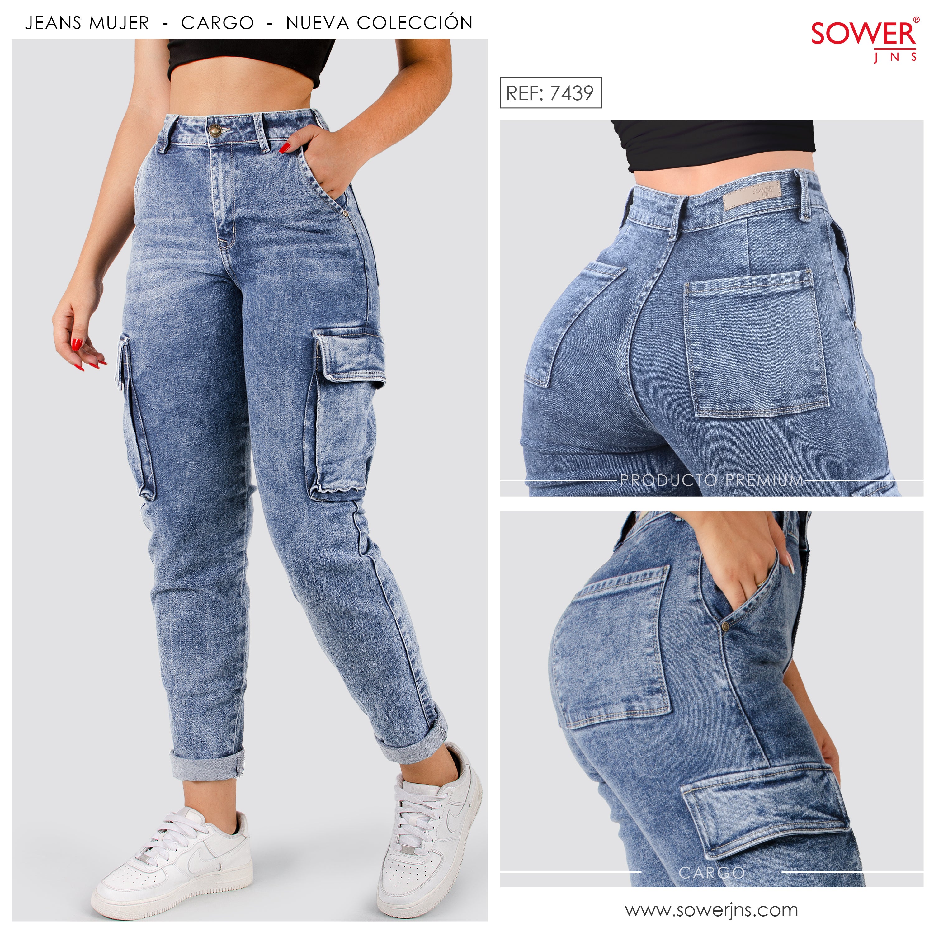 Mom Jeans Cargo Tiro Alto S7439 – SOWER JNS