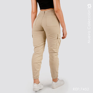 Pantalón Mom Fit Cargo Kaki Tiro Alto S7452