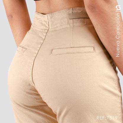 Pantalón Mom Fit Kaki Tiro Alto S7519