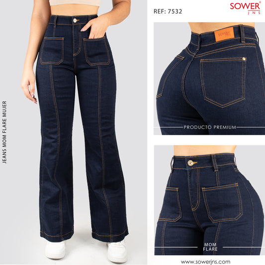 Jeans Mom Flare Tiro Alto S7532