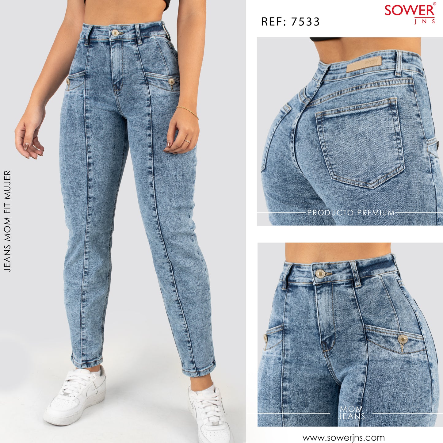 Jeans Mom Fit Tiro Alto S7533