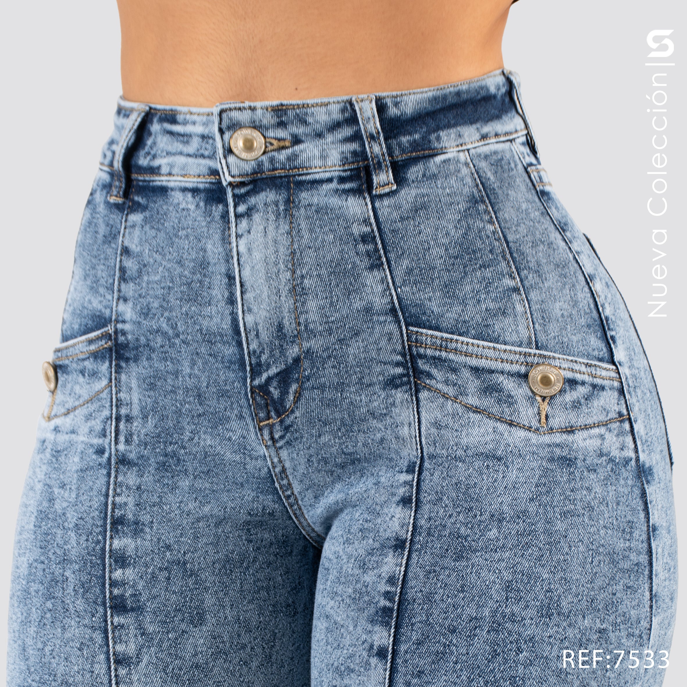Jeans Mom Fit Tiro Alto S7533
