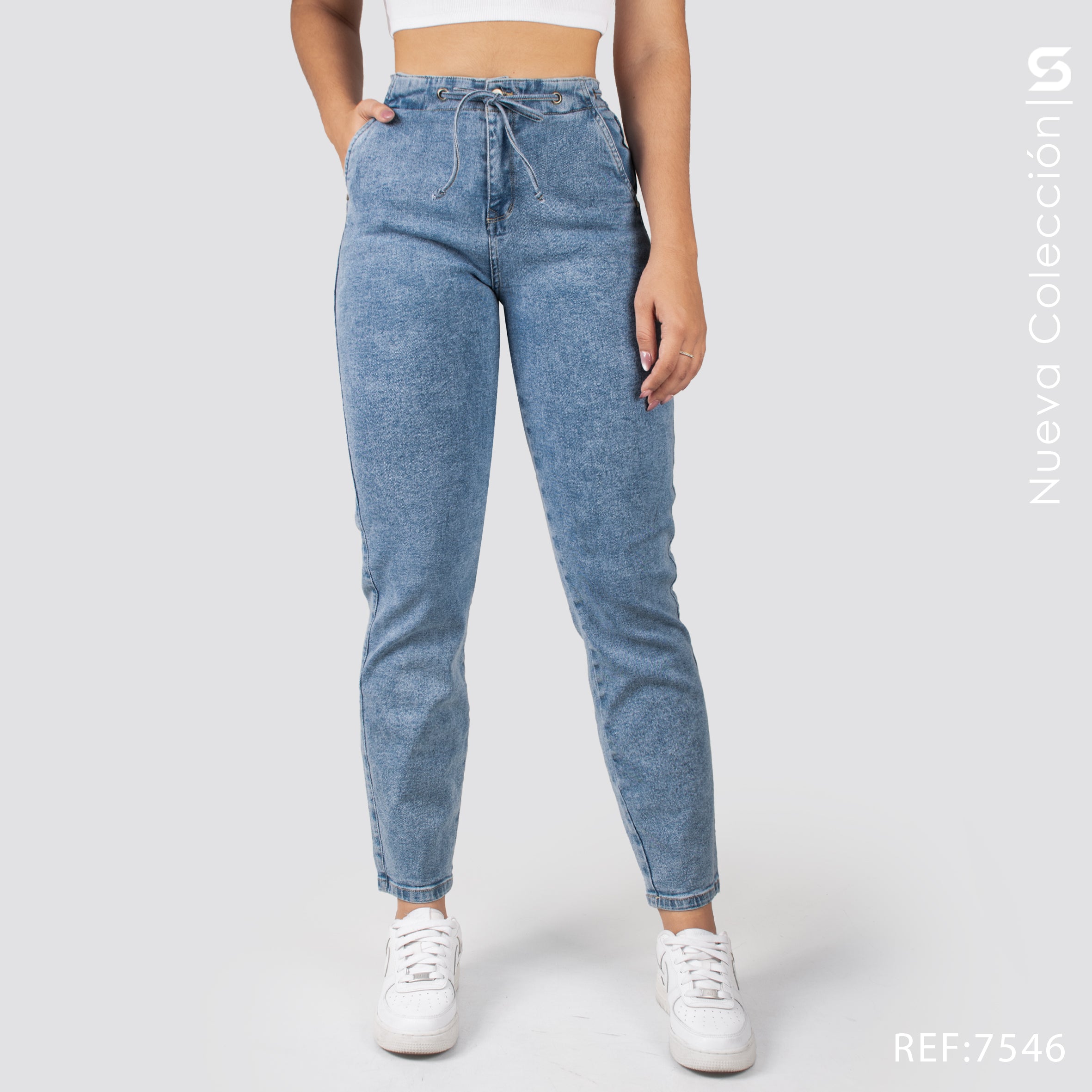Jeans Mom Fit Tiro Alto S7546