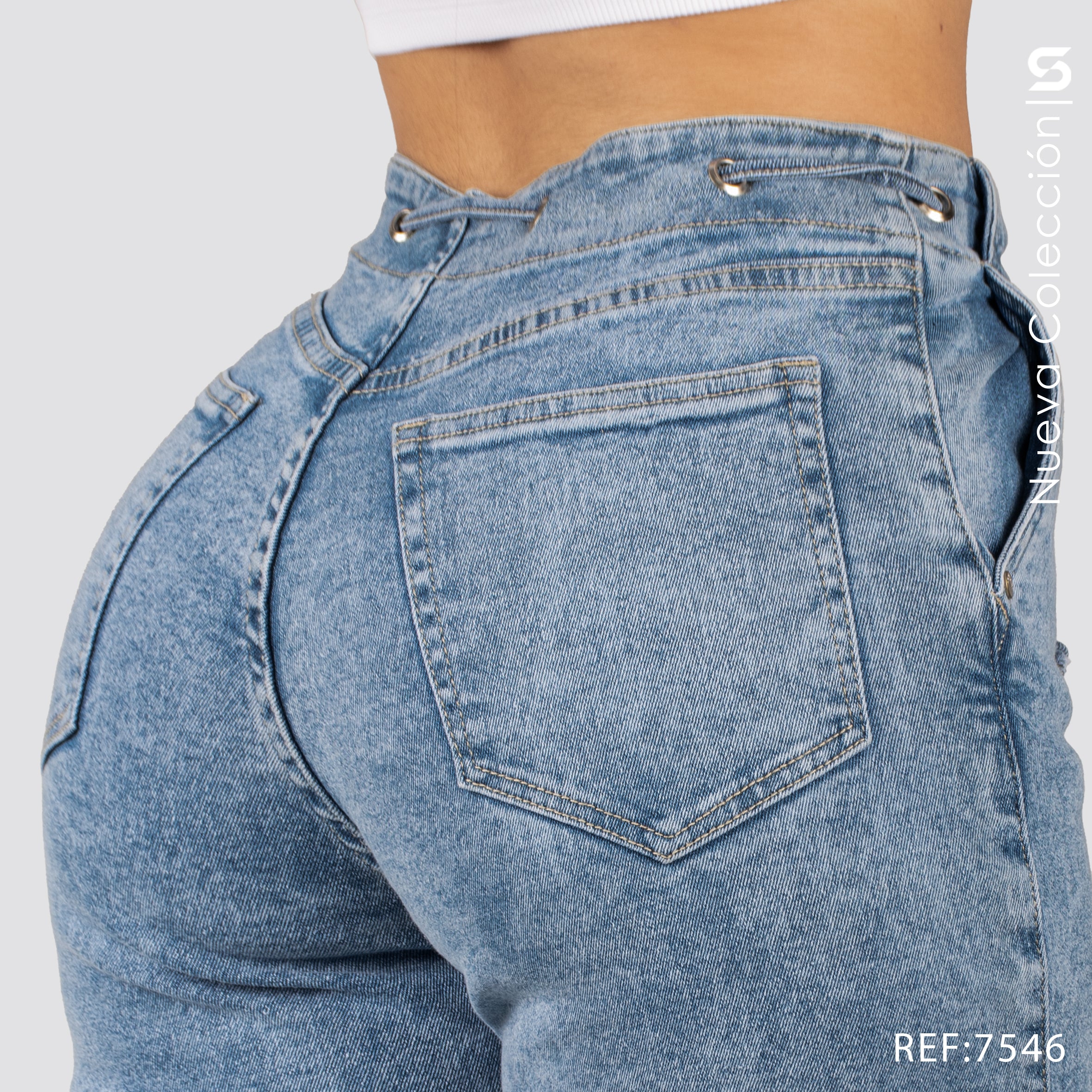 Jeans Mom Fit Tiro Alto S7546