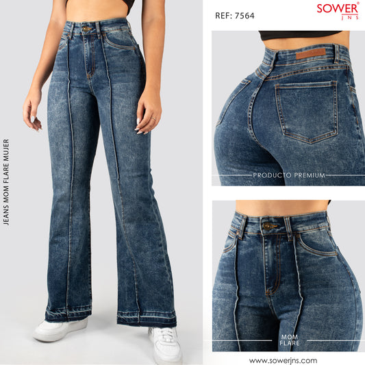 Jeans Mom Flare Tiro Alto S7564