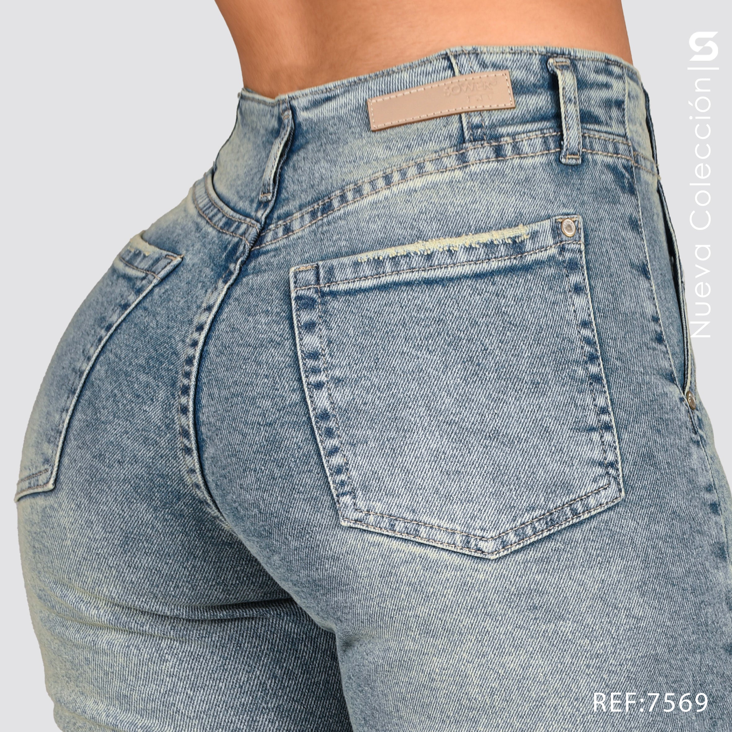 Jeans Mom Fit Tiro Alto S7569