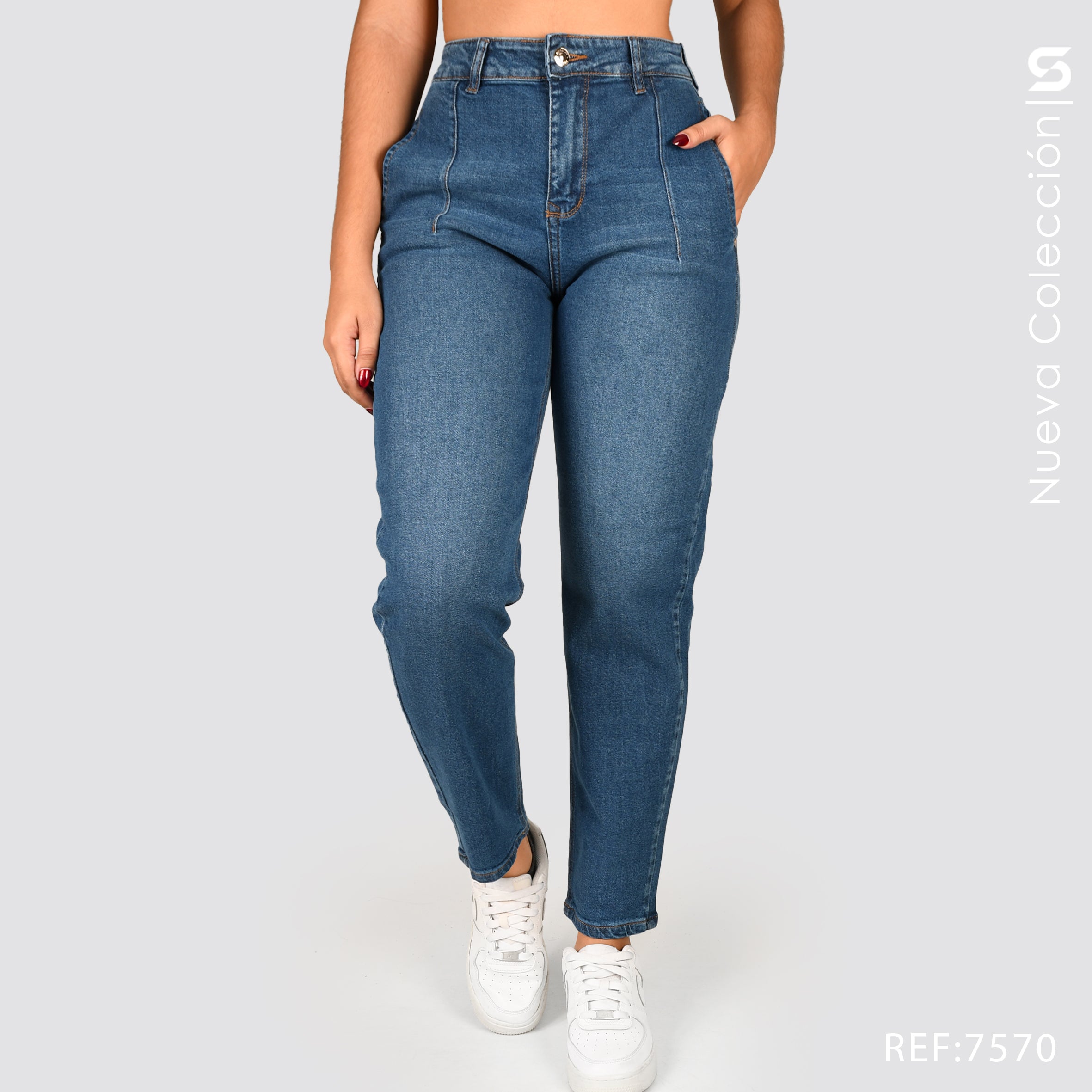 Jeans Mom Fit Tiro Alto S7570