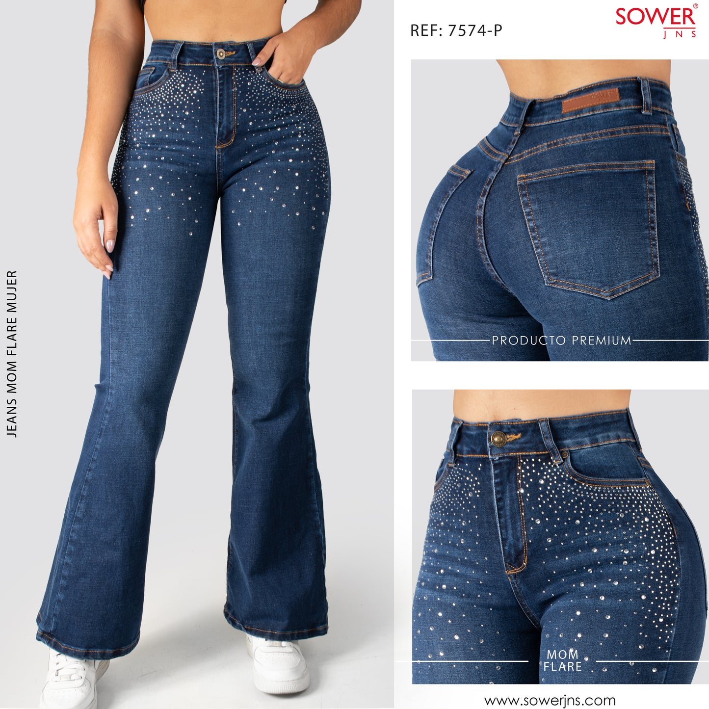 Jeans Mom flare Tiro Alto S7574-P
