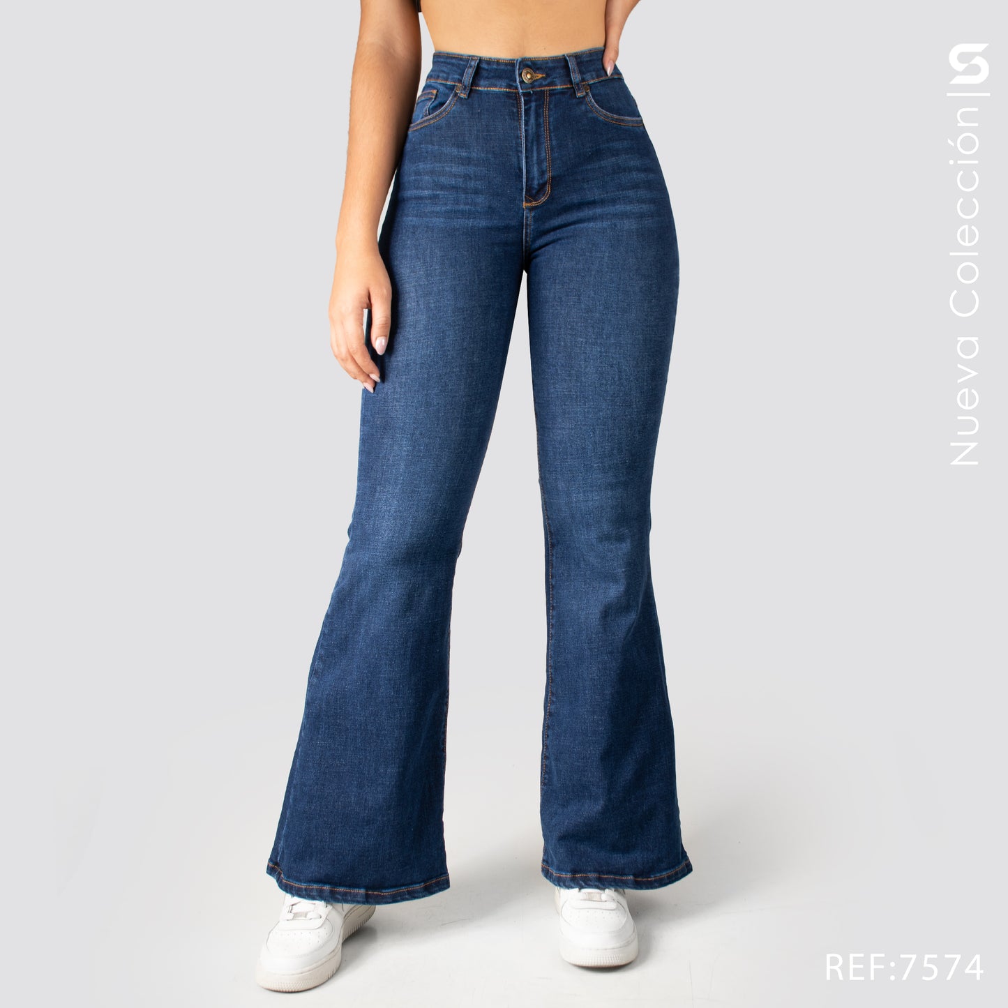 Jeans Mom Bota Ancha Alto S7574