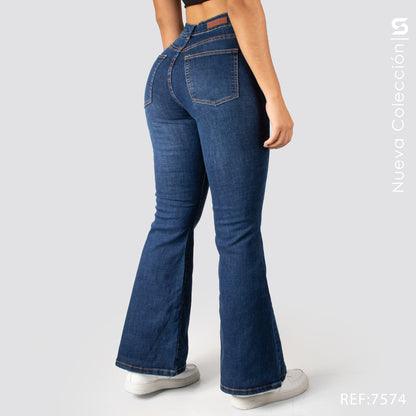 Jeans Mom Bota Ancha Alto S7574