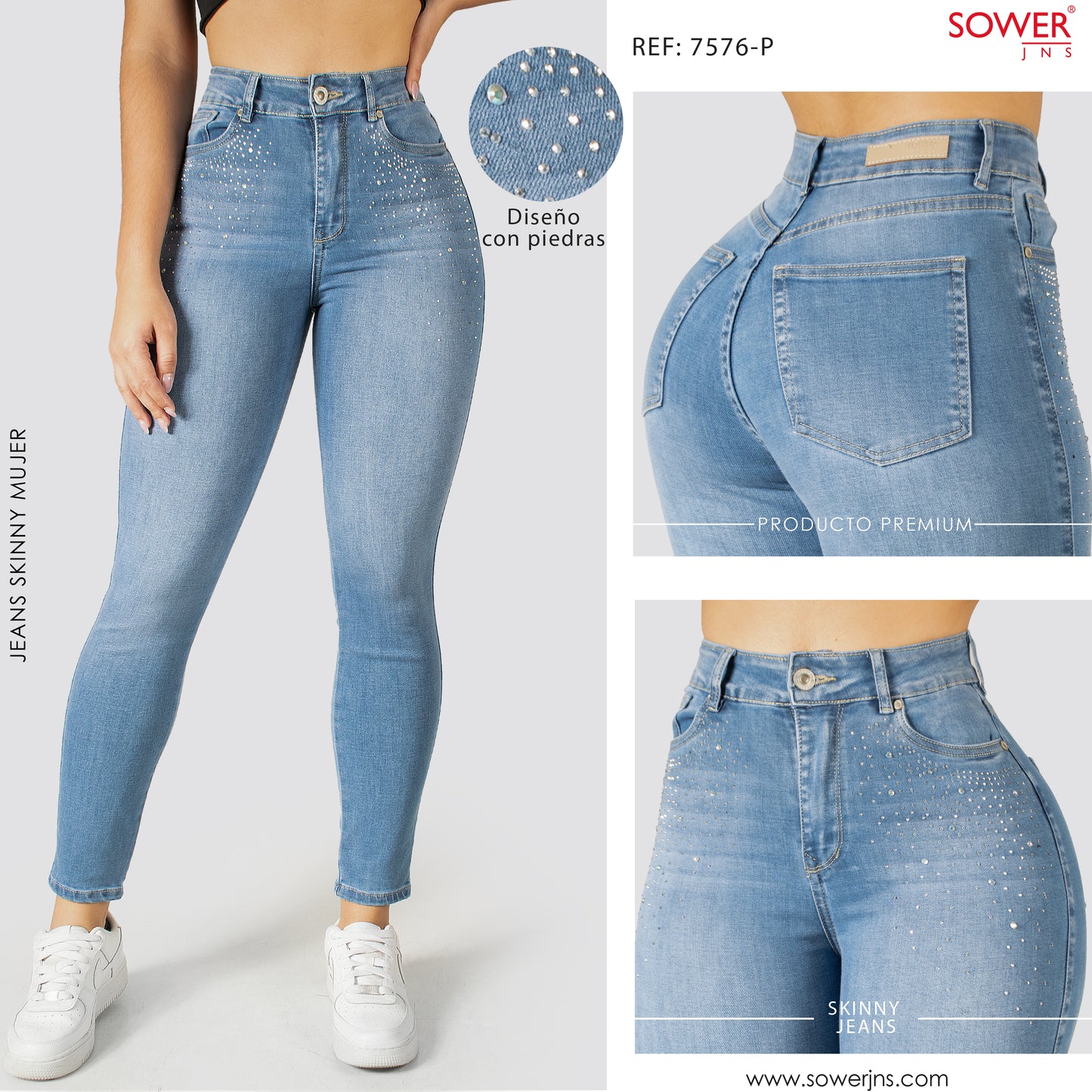 Jeans Skinny Tiro Alto S7576-P