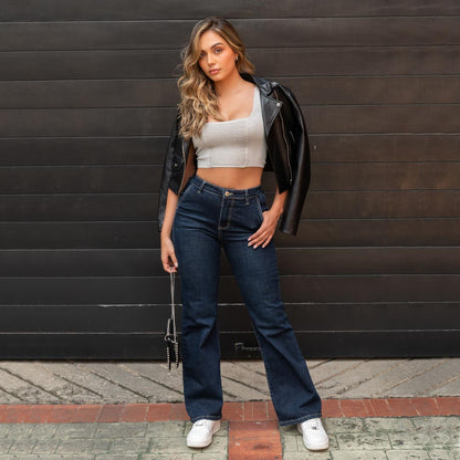 Jeans Mom Flare Tiro Alto S7580