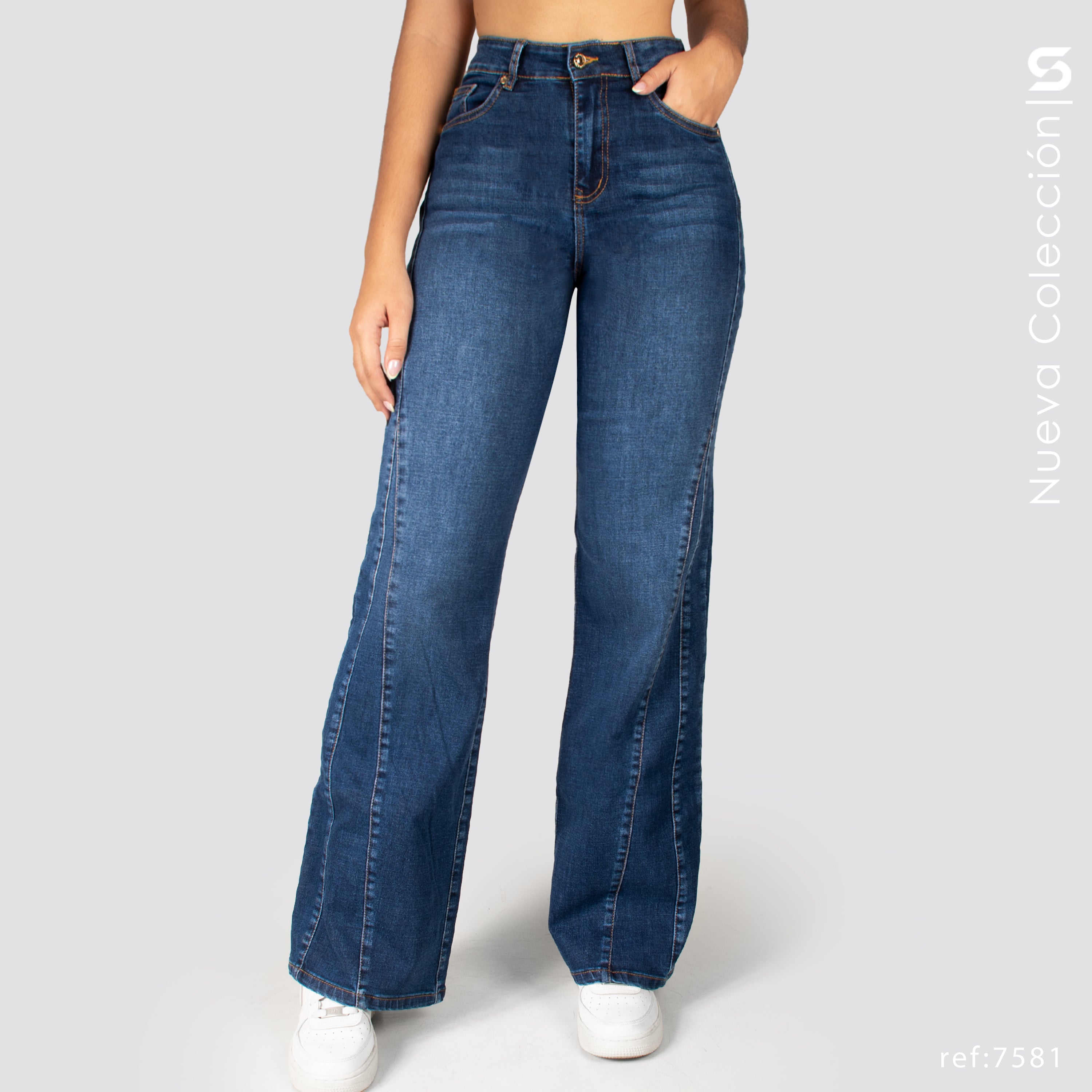 Jeans Mom Flare Tiro Alto S7581
