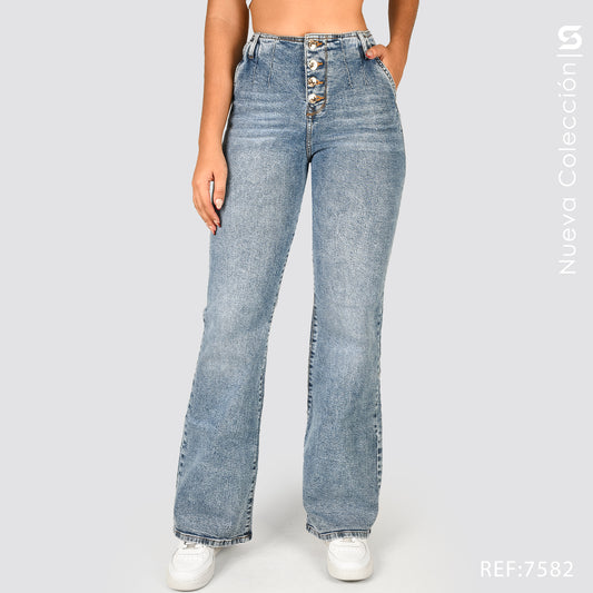 Jeans Mom Flare Tiro Alto S7582