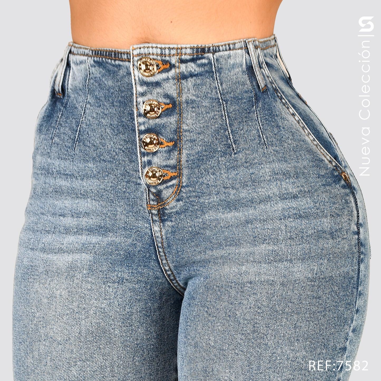Jeans Mom Flare Tiro Alto S7582