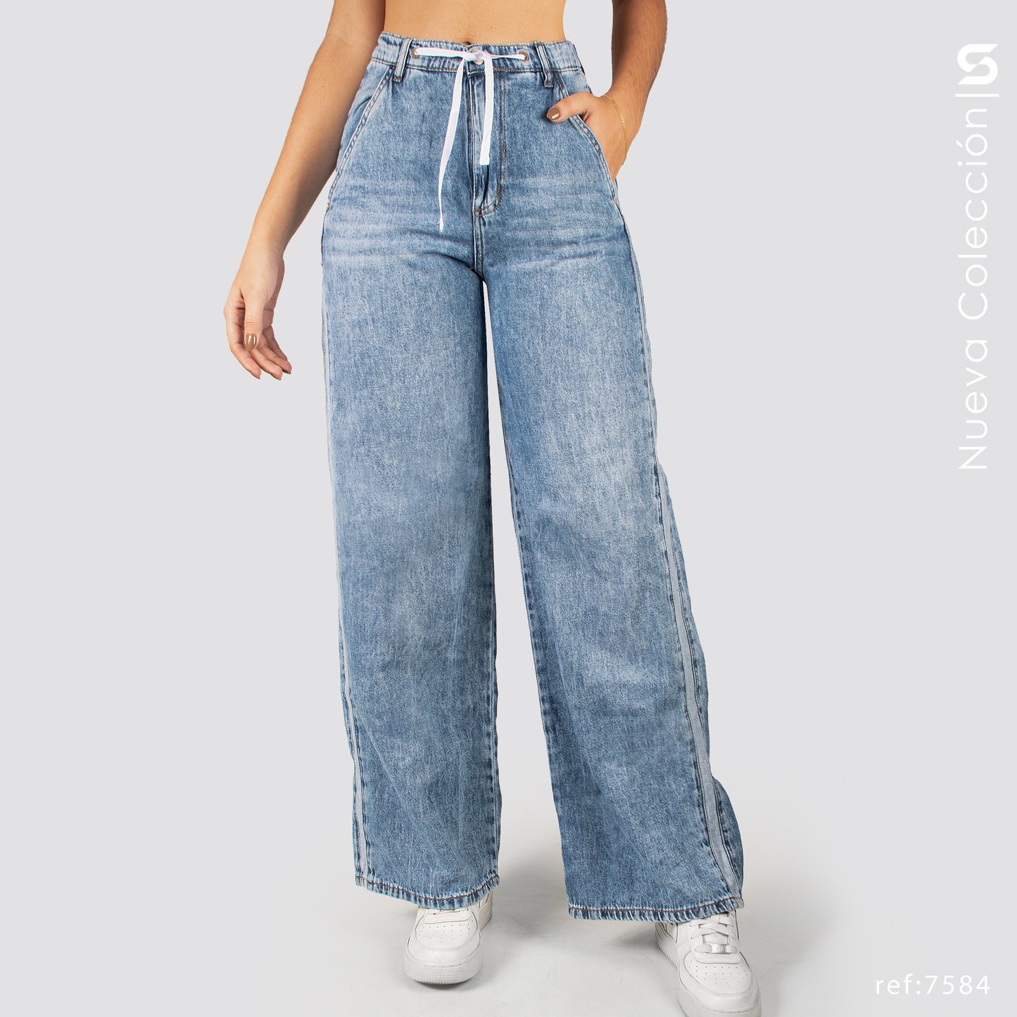 Jeans Mom Flare Rigido Tiro Alto S7584
