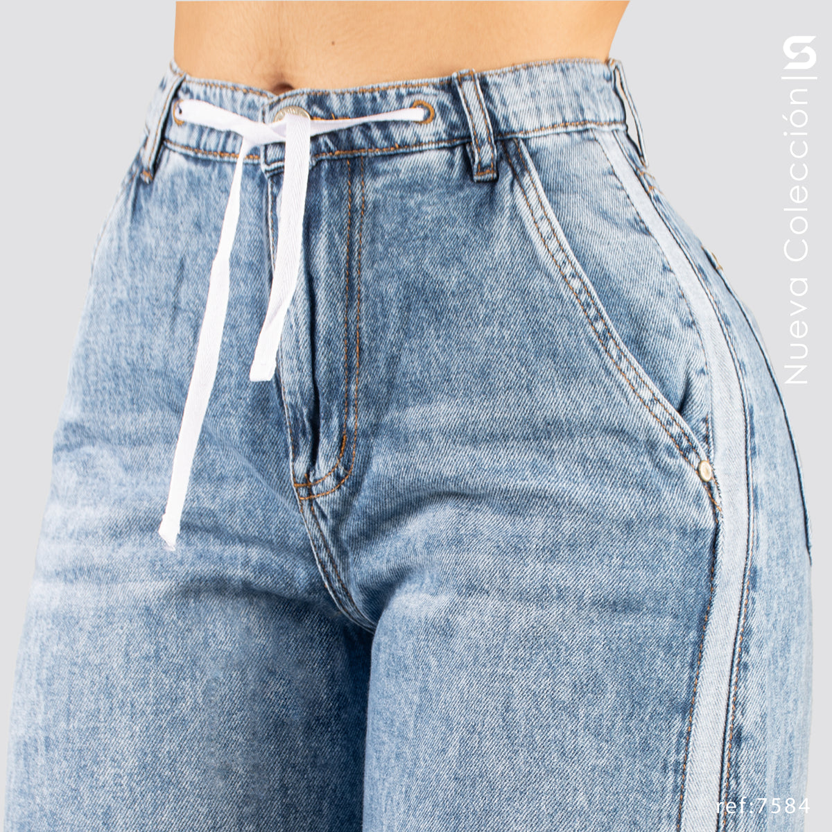 Jeans Mom Flare Rigido Tiro Alto S7584