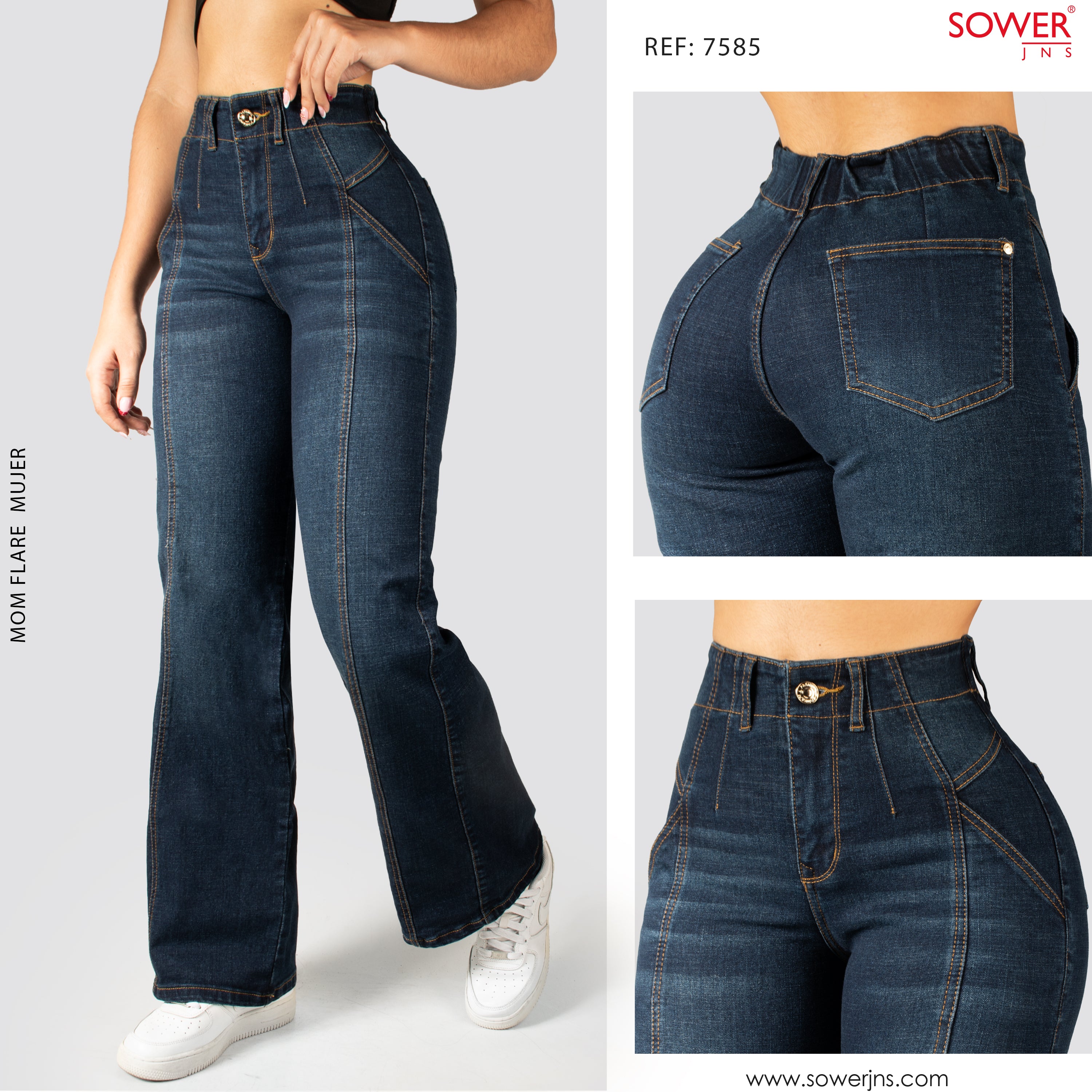 Jeans Mom Flare Tiro Alto S7585