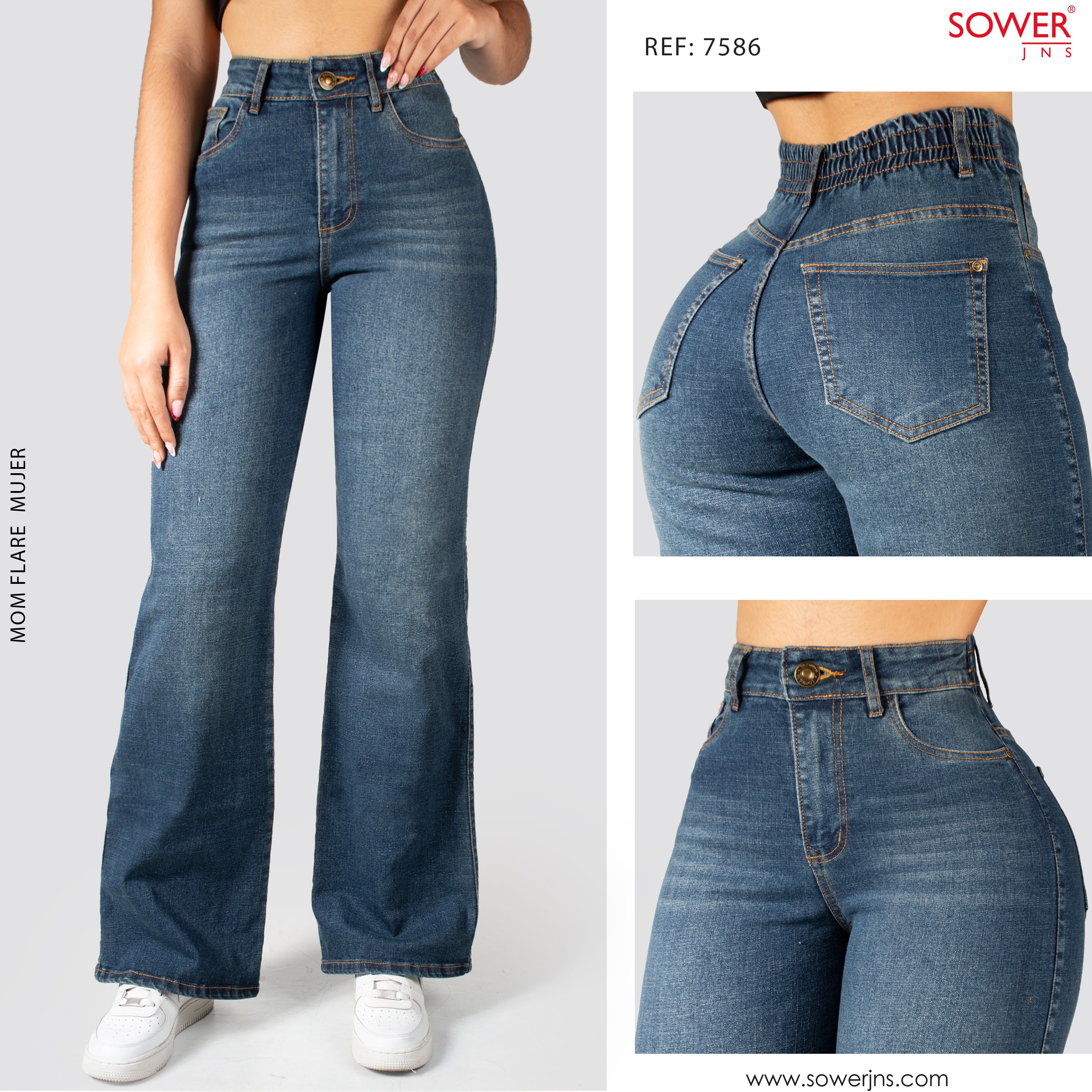 Jeans Mom Flare Tiro Alto S7586 – SOWER JNS | Tienda Online