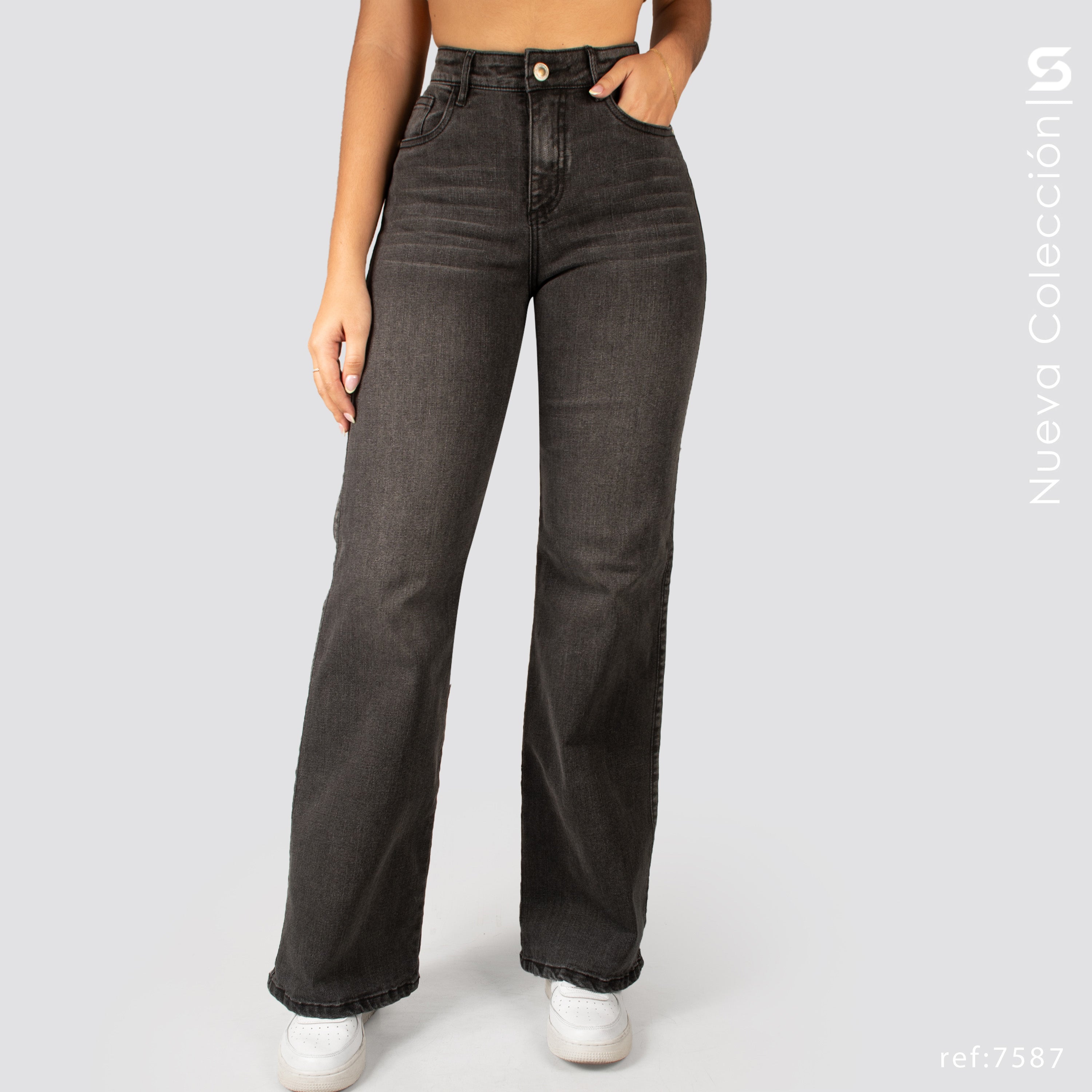 Jeans Mom Flare Tiro Alto S7587