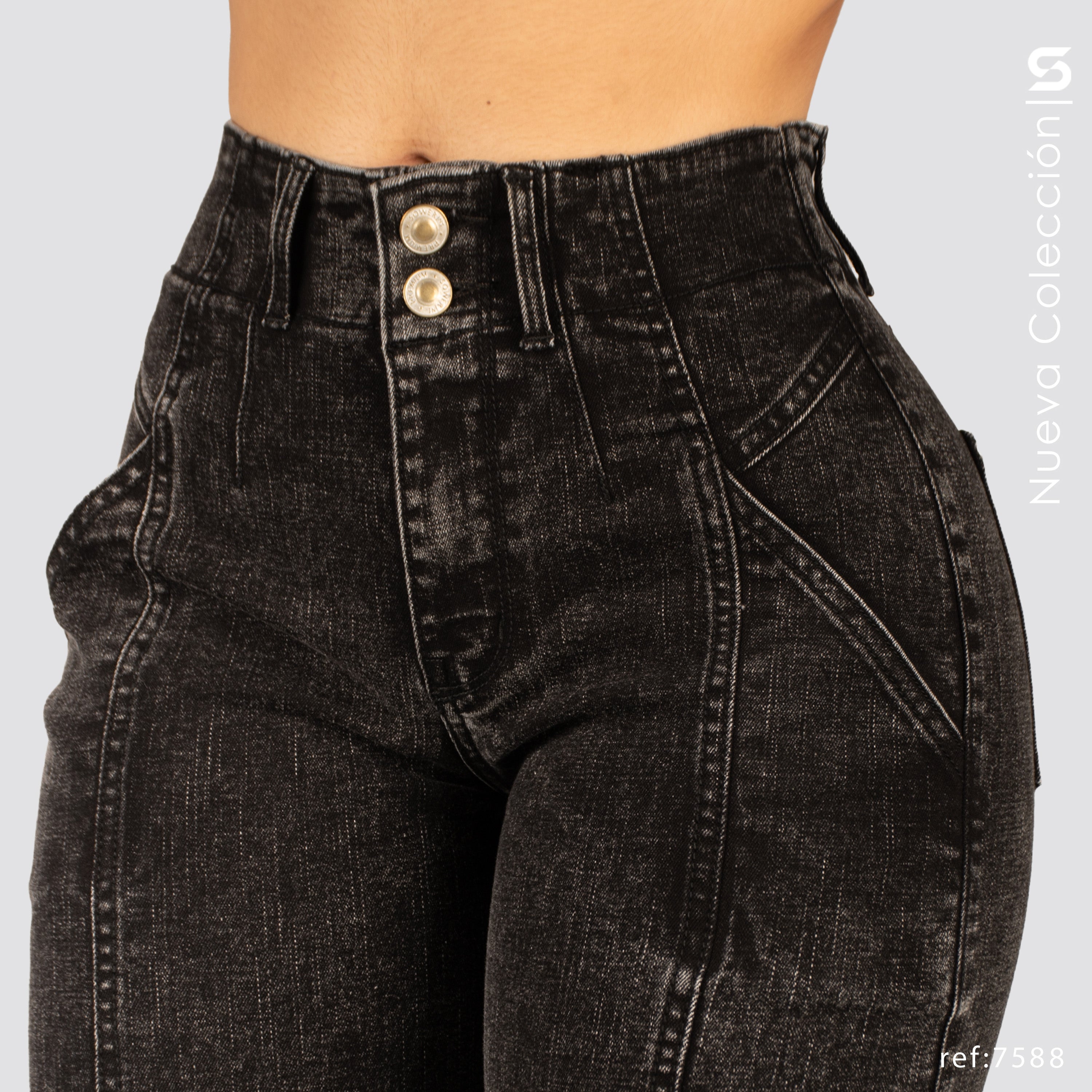 Jeans Mom Flare Tiro Alto S7588
