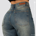 Jeans Mom Flare Rigido Tiro Alto S7592