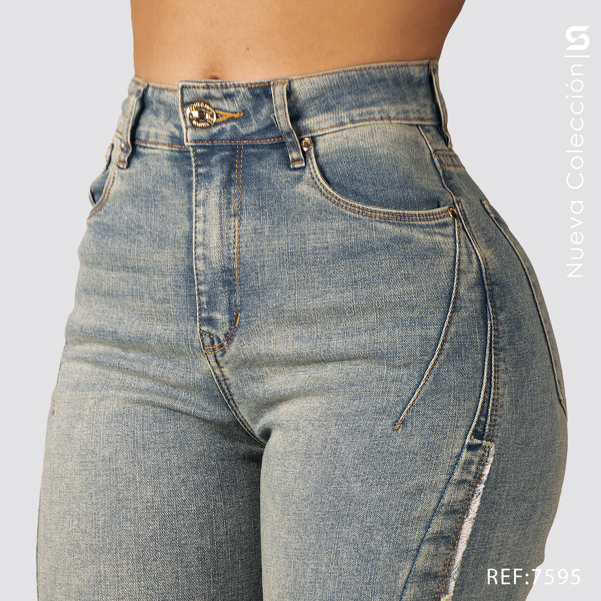 Jeans Mom Flare Tiro Alto S7595