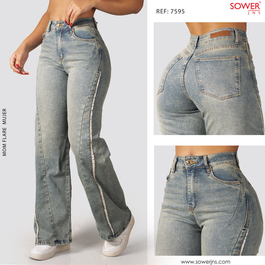 Jeans Mom Flare Tiro Alto S7595