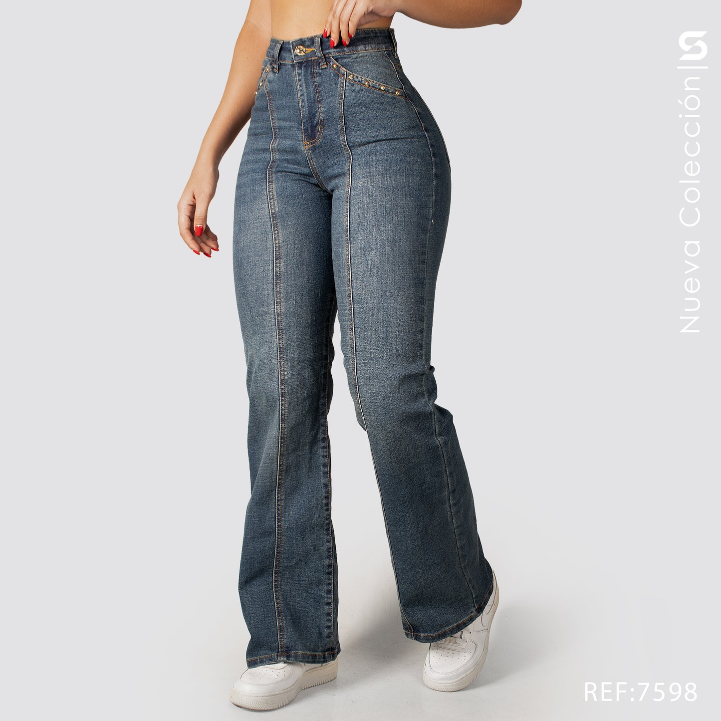 Jeans Mom Flare Tiro Alto S7598