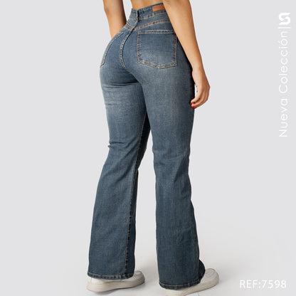 Jeans Mom Flare Tiro Alto S7598
