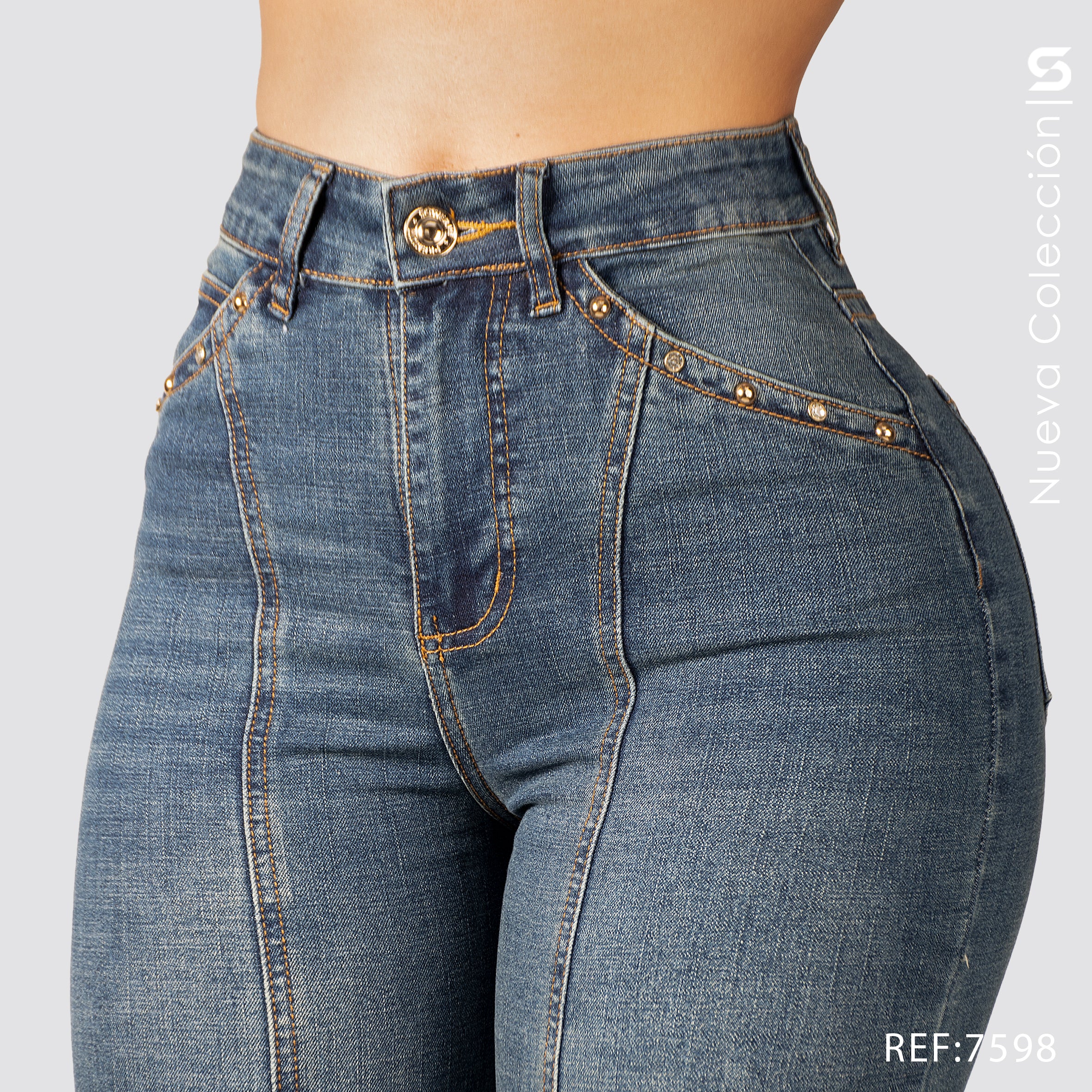 Jeans Mom Flare Tiro Alto S7598