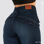 Jeans Mom Flare Rigido Tiro Alto 7602