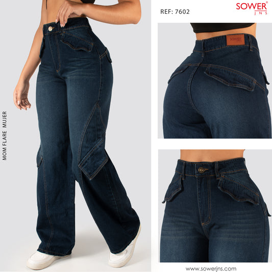 Jeans Mom Flare Rigido Tiro Alto 7602