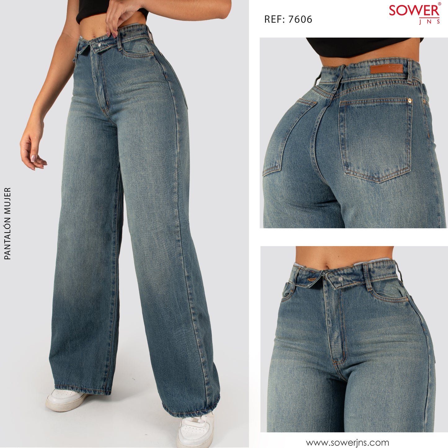 Jeans Mom Flare Rigido Tiro Alto 7606