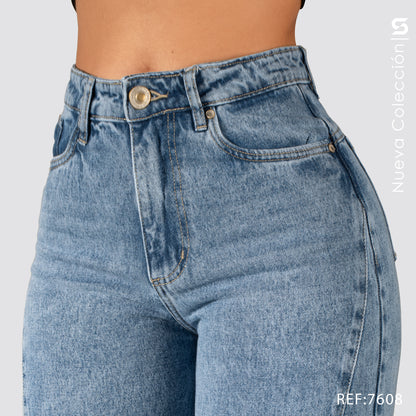 Jeans Wide Leg Tiro Alto 7608
