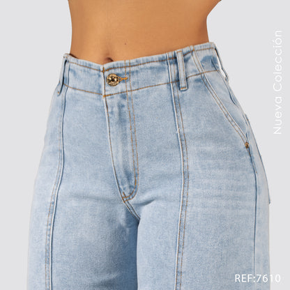 Jeans Mom Flare Tiro Alto 7610