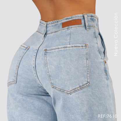 Jeans Mom Flare Tiro Alto 7610