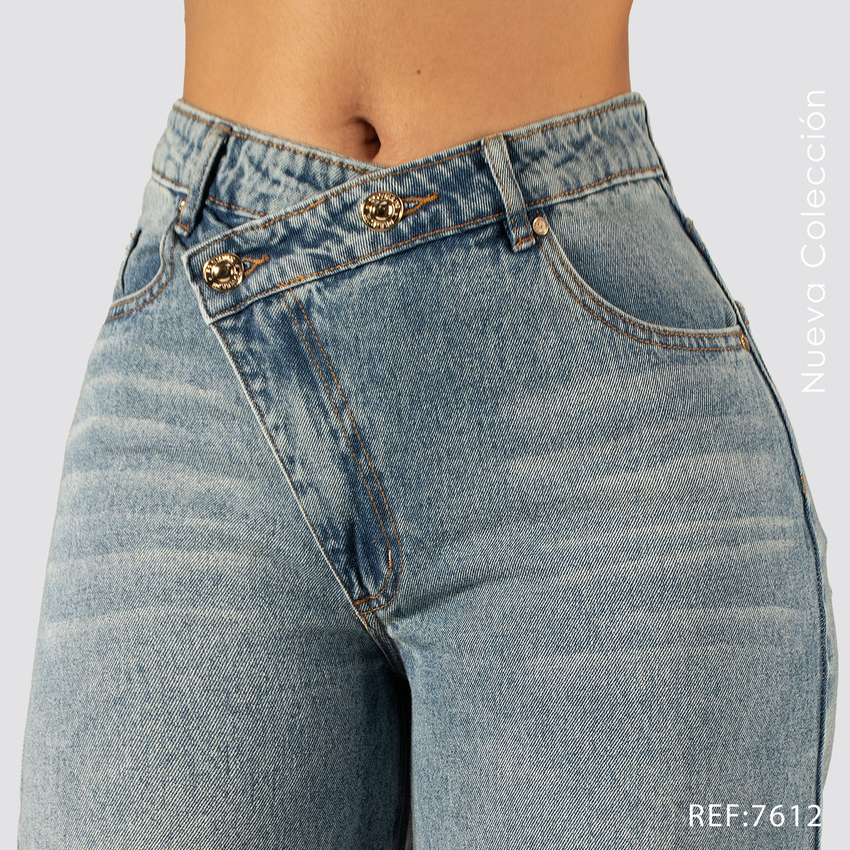 Jeans Mom Flare Rigido Tiro Alto 7612