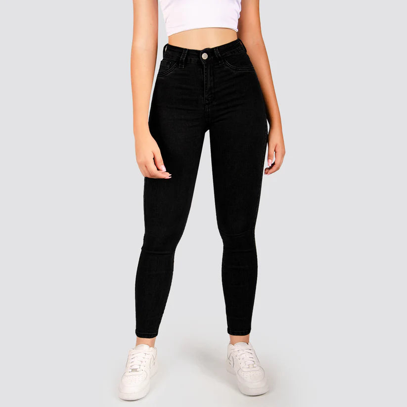 Jeans Skinny Tiro Alto Basic Negro