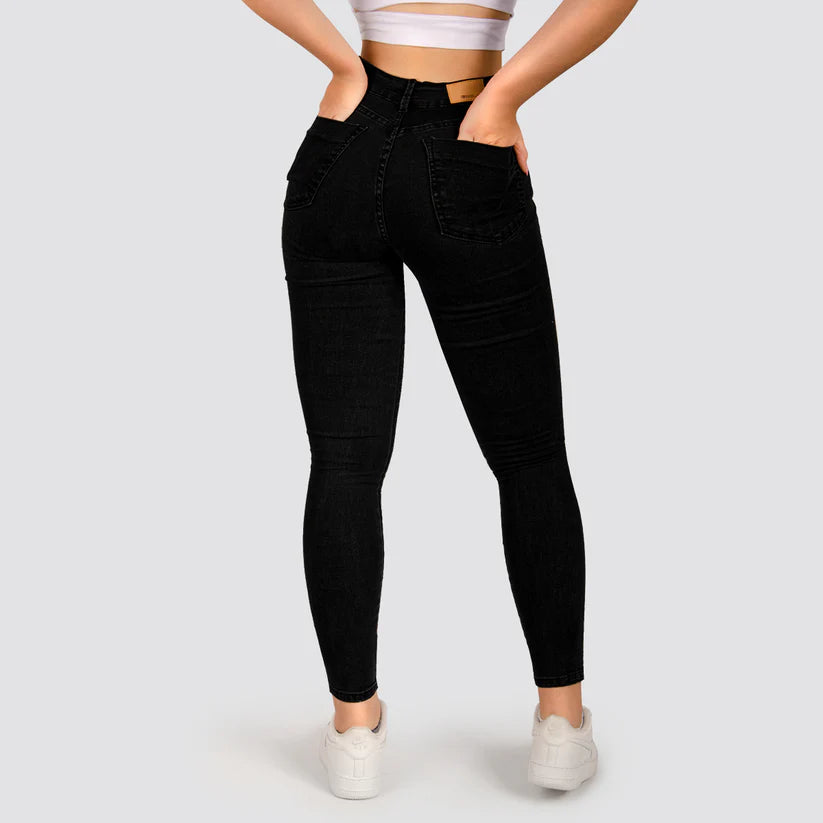 Jeans Skinny Tiro Alto Basic Negro