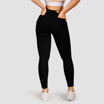Jeans Skinny Tiro Alto Basic Negro