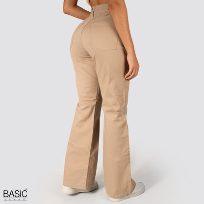 Pantalón  Mom Flare Tiro Alto Camel