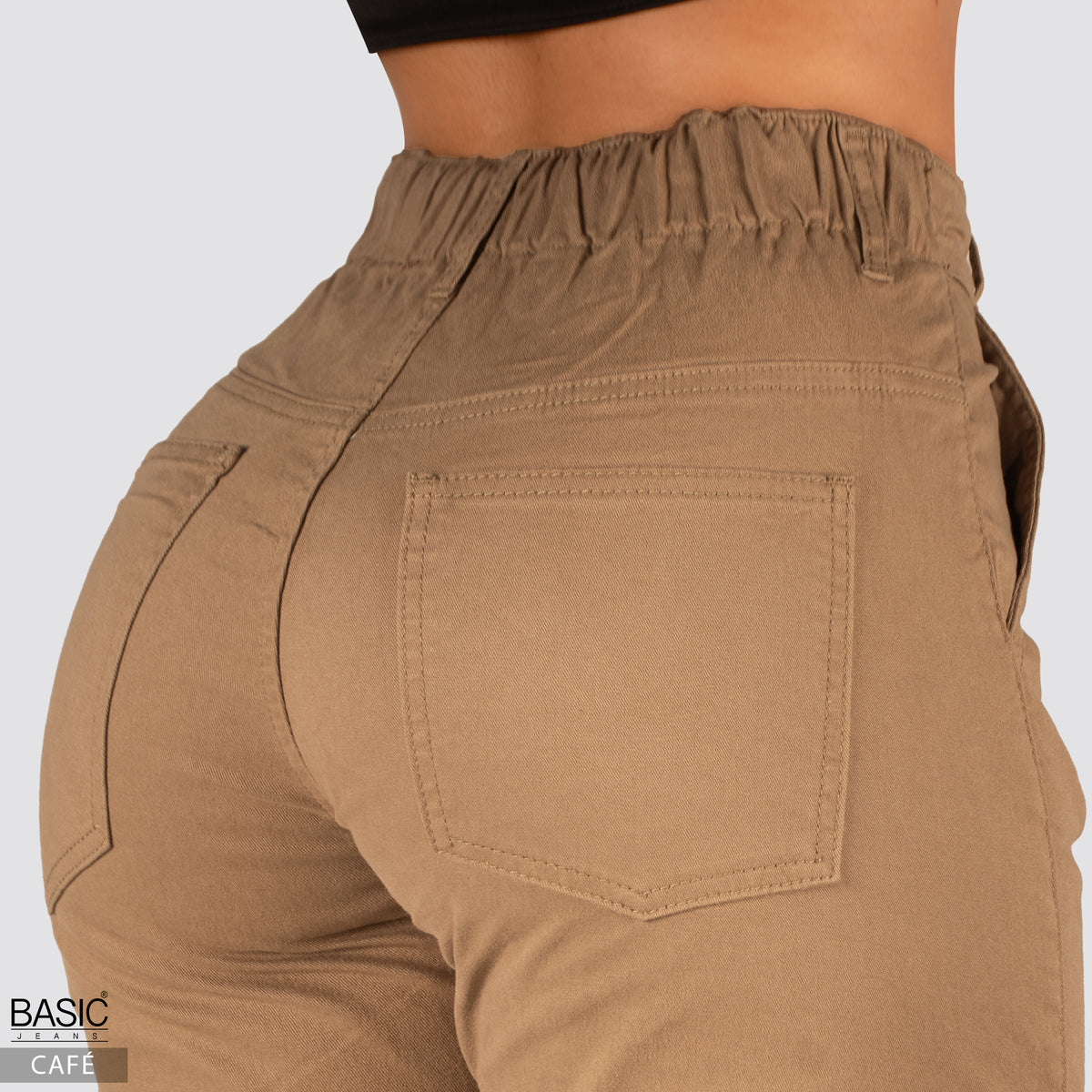 Pantalón Mom Fit Tiro Alto Cafe