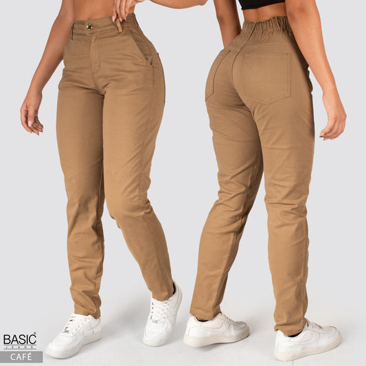 Pantalón Mom Fit Tiro Alto Cafe