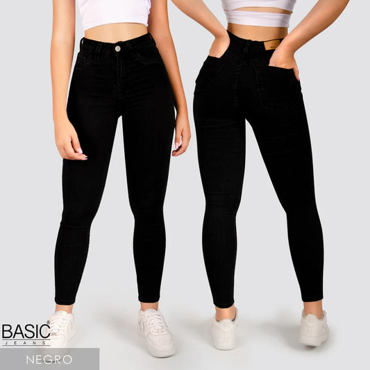Jeans Skinny Tiro Alto Basic Negro
